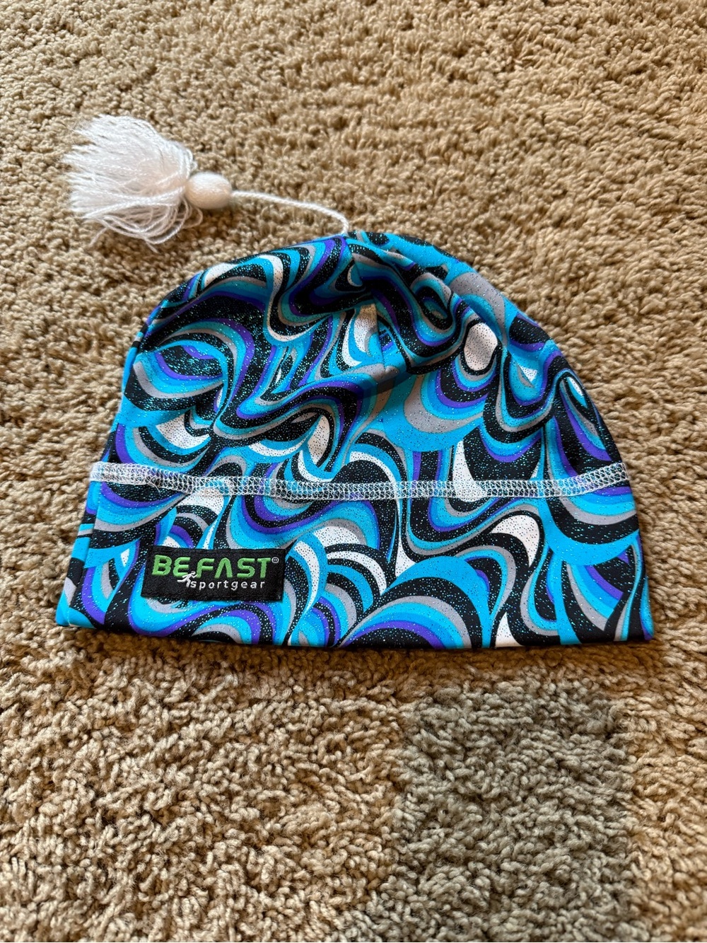 Women's Blue Swirl Knit Beanie